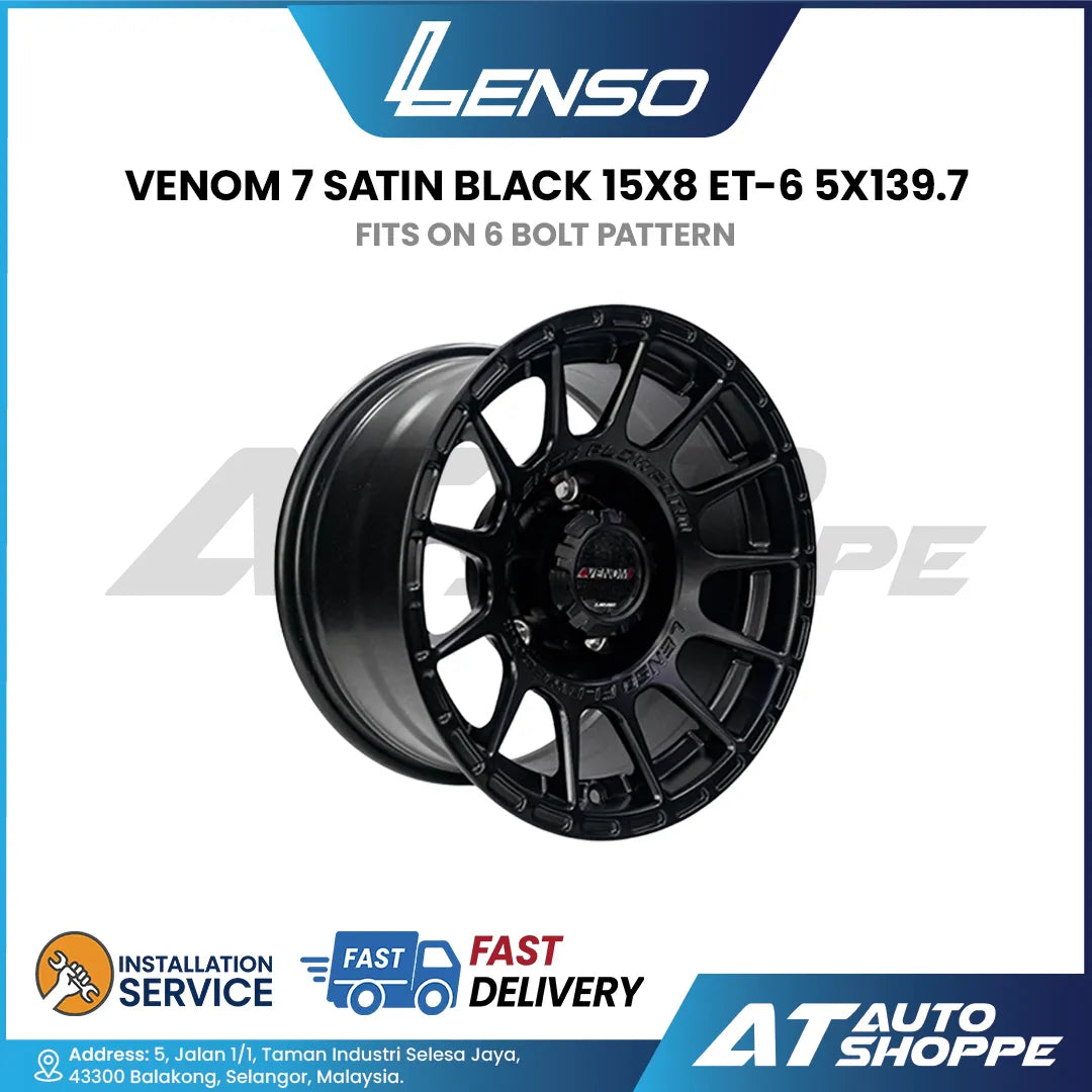 Lenso Venom 7 Satin Black 15x8 ET-6 5x139.7 (1 Piece)