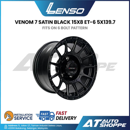 Lenso Venom 7 Satin Black 15x8 ET-6 5x139.7 (1 Piece)