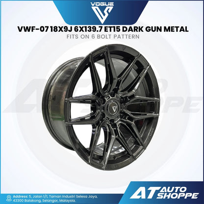 Vogue black alloy wheel with specifications on a white background