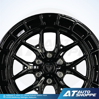 Vogue black alloy wheel with visible branding on a white background