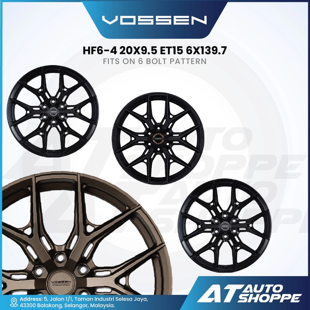Vossen wheels with specifications on a white background, featuring the Vossen and AT Auto Shoppe logos.