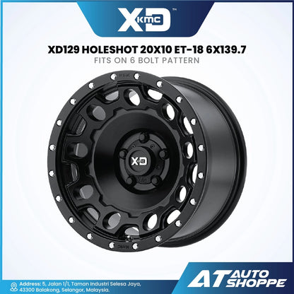 Black XD129 Holeshot wheel with XDC branding on a white background
