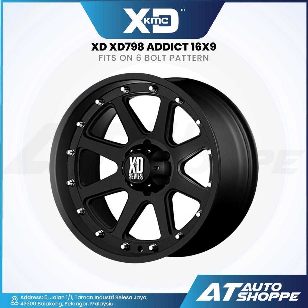 XD XD798-Addict Matte Black 16x9 ET-12 6x139.7 (1 Piece)