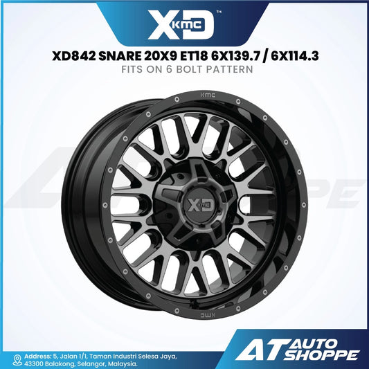 XD XD842 Snare - Gloss Black/Grey Tint 20x9 ET18 6x139.7/6x114.3 (1 Piece)