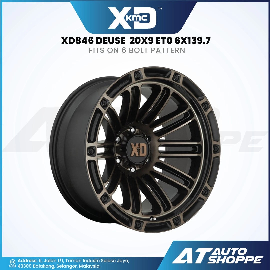 Black XD wheel with specifications on a white background