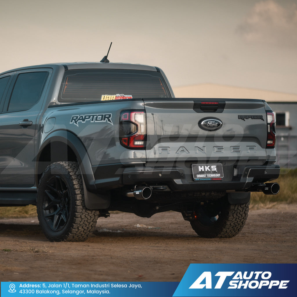 HKS Legamax Dual Exit Carbon Fiber Muffler Exhaust for Ford Raptor Next Gen 2.0 Bi-Turbo (2022-Current)