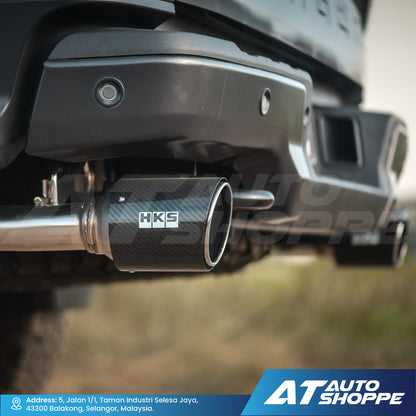 HKS Legamax Dual Exit Carbon Fiber Muffler Exhaust for Ford Raptor Next Gen 2.0 Bi-Turbo (2022-Current)